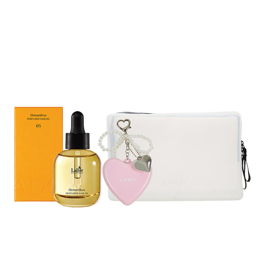 【Limited Gift Box】LADOR Hair Oil Pink Heart Brush Set